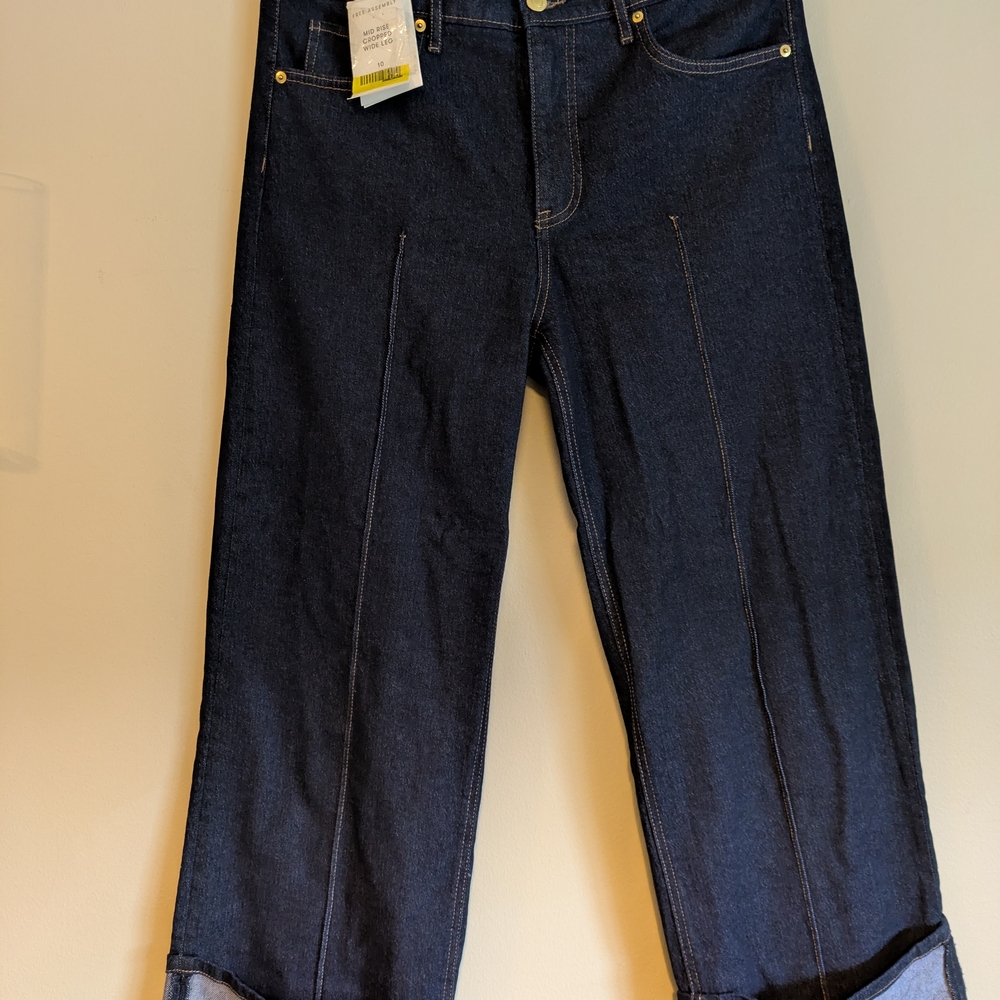 Womens Wide Leg Blue Jeans